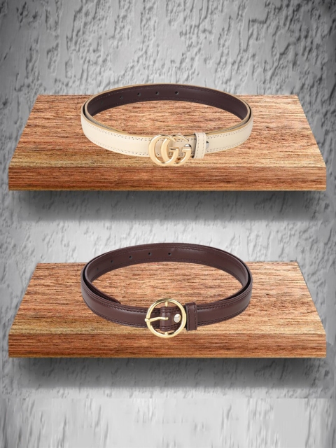 

Swiss Design Women set of 2 belts, Cream