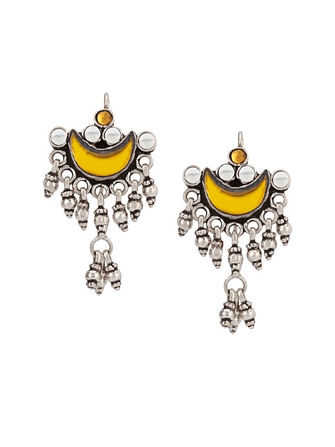 

ahilya Yellow Sterling Silver Chandbalis