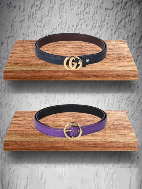 

Swiss Design Women Blue Pack Of 2 Synthetic Leather Belt