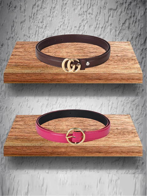 

Swiss Design Pack Of 2 Belts For Women, Brown