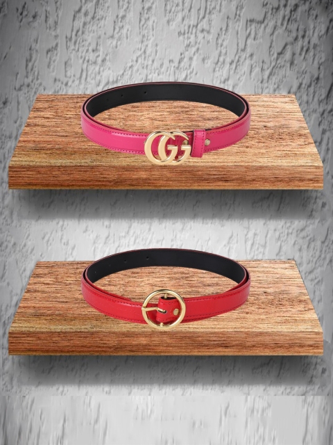 

Swiss Design Pack Of 2 Belts For Women, Pink
