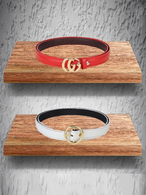 

Swiss Design Women Set Of 2 Red & White Belt