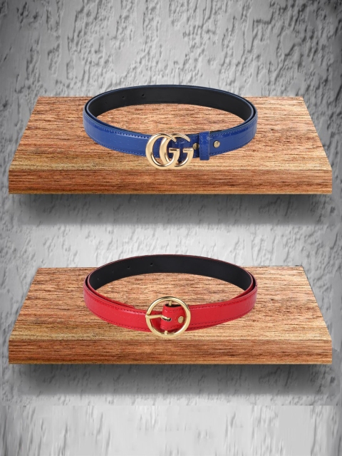 

Swiss Design Women Blue & Red Pack Of 2 Belt
