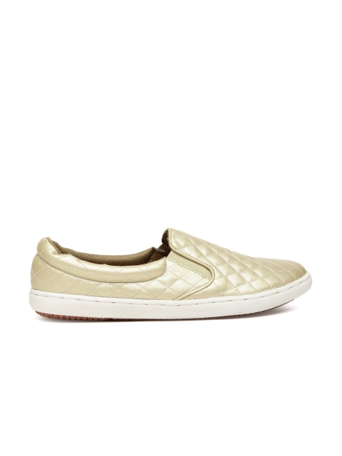 

Carlton London Women Gold-Toned Quilted Slip-On Sneakers