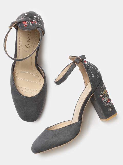 

DressBerry Women Grey Embroidered Pumps