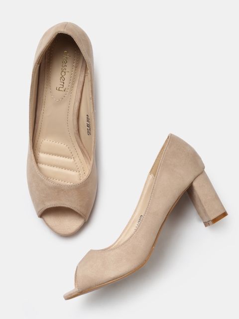 

DressBerry Women Beige Solid Peep Toes