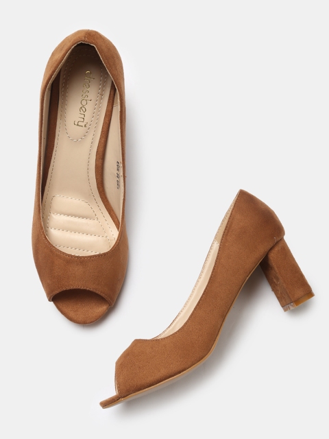 

DressBerry Women Brown Solid Peep Toes