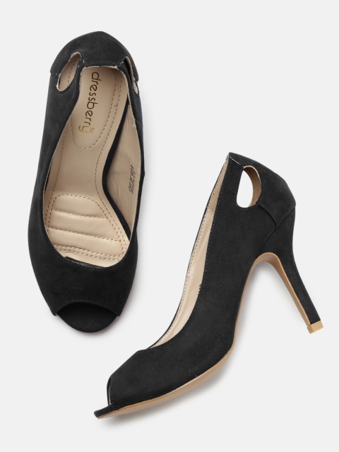 

DressBerry Women Black Solid Peep Toes