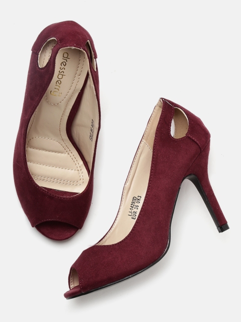 

DressBerry Women Maroon Solid Peep Toes