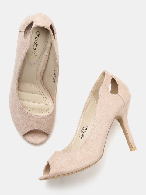 

DressBerry Women Pink Solid Peep Toes