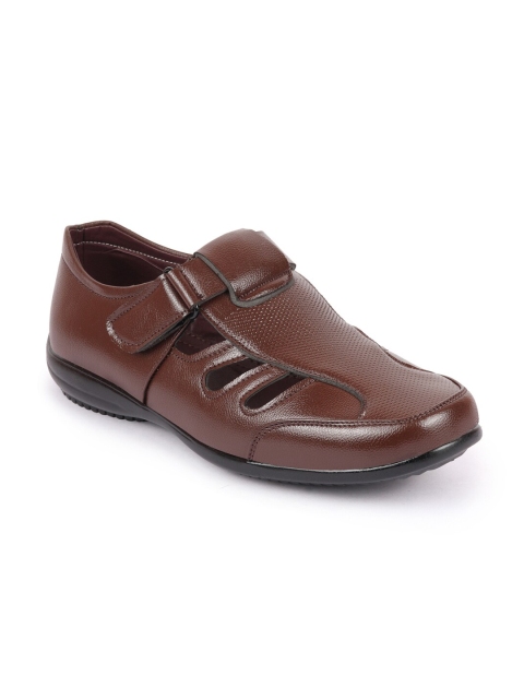 

FAUSTO Men Brown & Black PU Shoe-Style Sandals