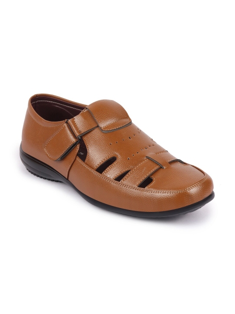 

FAUSTO Men Tan & Black PU Shoe-Style Sandals