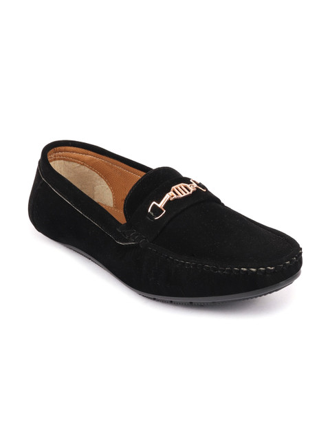 

FAUSTO Men Black Woven Design Loafers