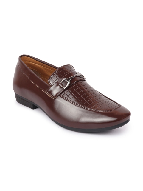 

FAUSTO Men Brown Textured Formal Slip On Shoes