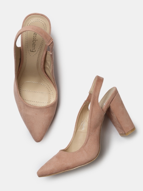 

DressBerry Nude Suede Finish Block Slingbacks