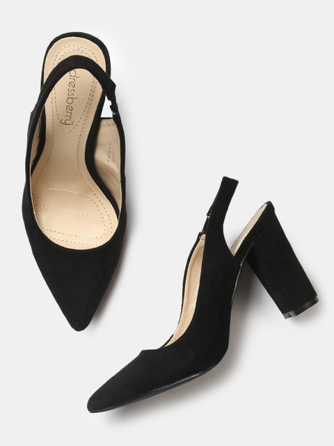 

DressBerry Women Black Solid Slingbacks