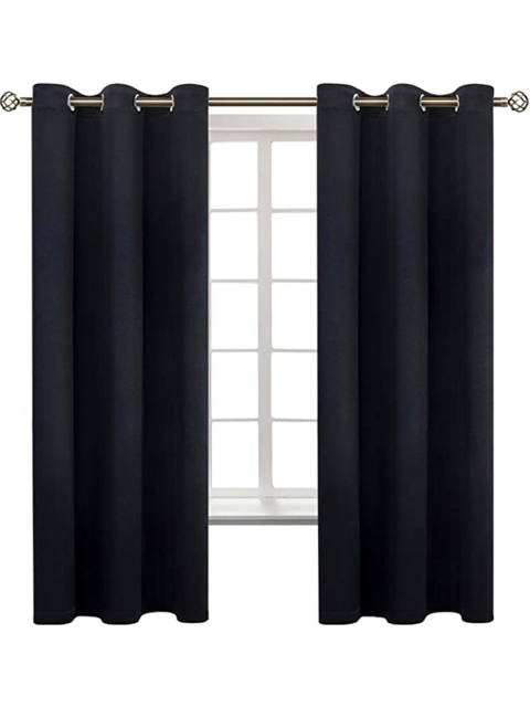 

EXORA Black Set of 2 Black Out Window Curtain