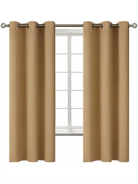 

EXORA Gold-Toned & Silver-Toned Set of 2 Black Out Window Curtain