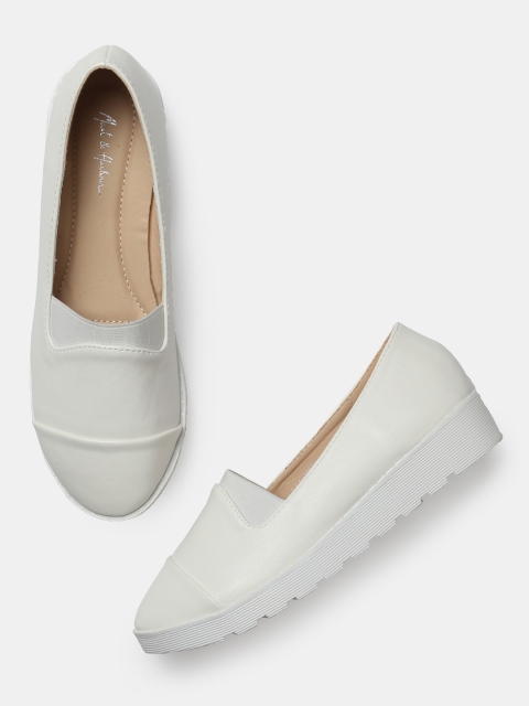 

Mast & Harbour Women White Slip-On Sneakers