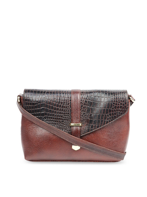

LELYS Brown Animal Textured Leather Swagger Sling Bag