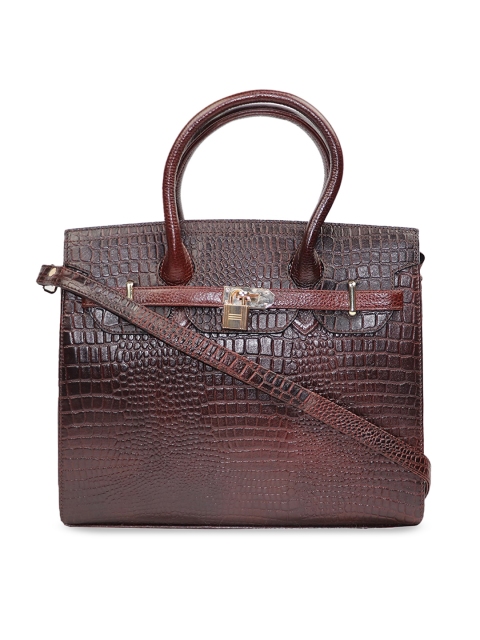 

LELYS womens Brown Textured Leather Structured Shoulder Bag