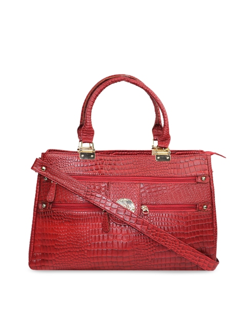 

LELYS Red Animal Textured Leather Structured Handheld Bag