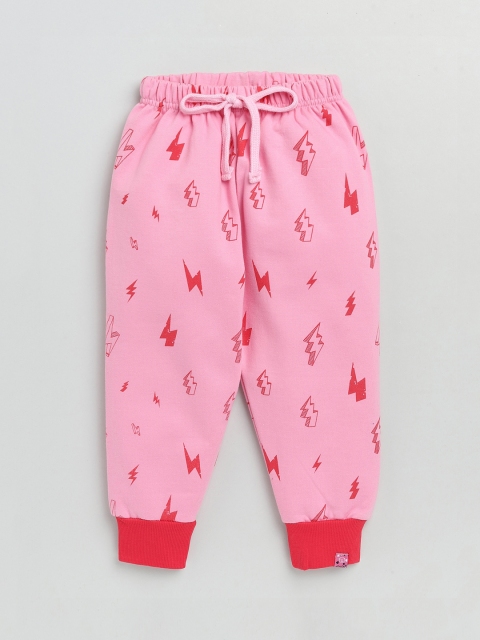 

Olio Kids Kids Pink Printed Pure Cotton Track Pants