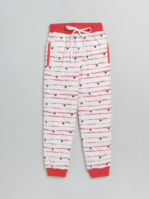 

Olio Kids Infant Girls Pink & White Printed Pure Cotton Jogger