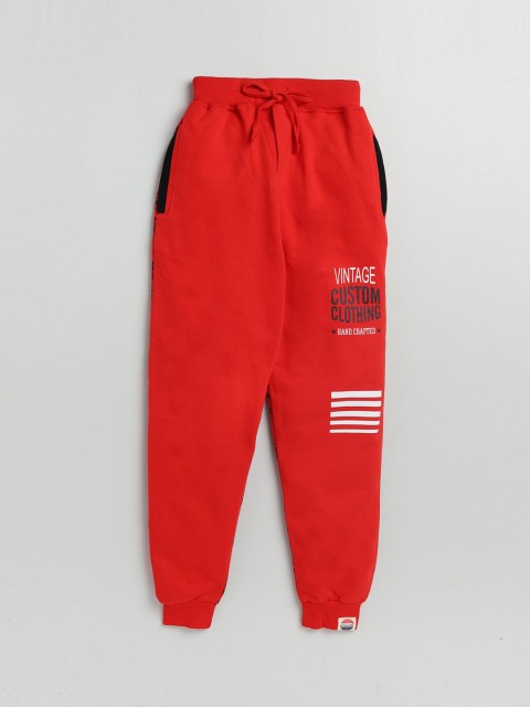 

Olio Kids Boys Red & Black Printed Pure Cotton Joggers