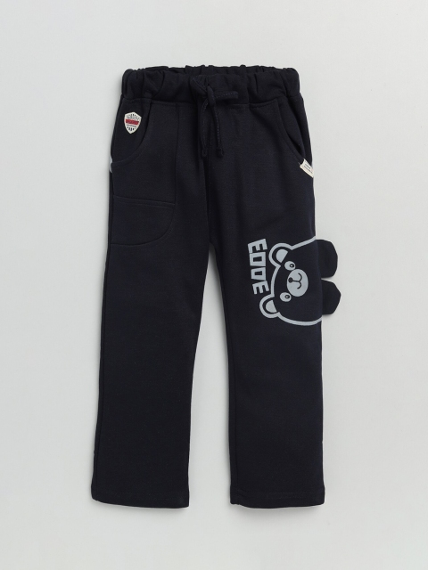 

Olio Kids Boys Black & Grey Printed Pure Cotton Track Pants