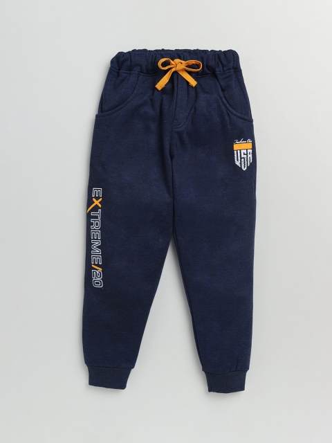 

Olio Kids Boys Navy Blue Solid Pure Cotton Joggers