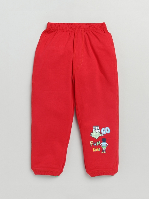 

Olio Kids Infant Boys Red Solid Pure Cotton Joggers
