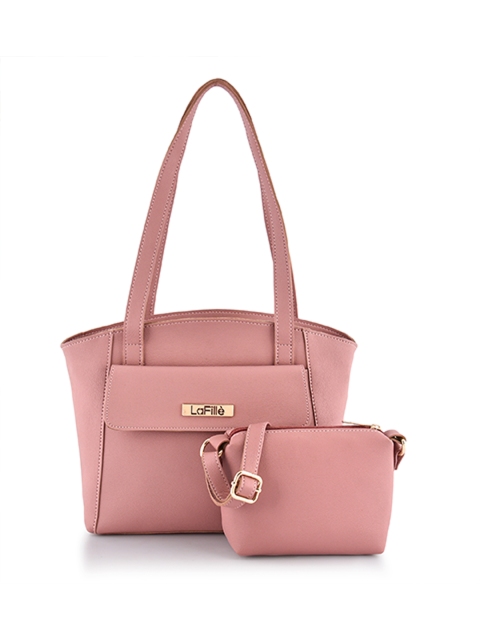 

LaFille Pink PU Oversized Structured Shoulder Bag