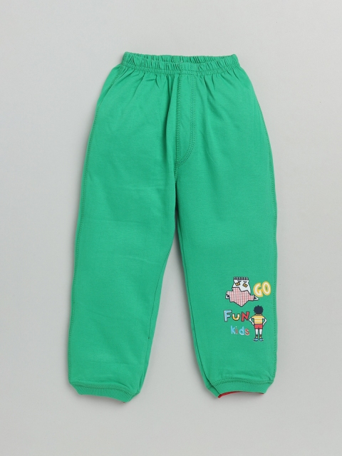 

Olio Kids Boys Green Solid Pure Cotton Joggers