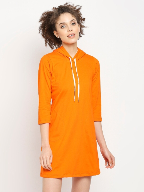

Autumn Hues Women Orange A-Line Hoddie Dress