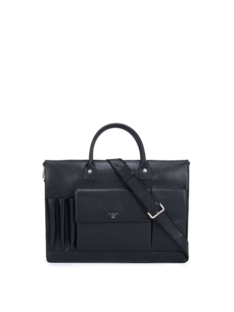 

Da Milano Men Black Textured Leather Laptop Bag