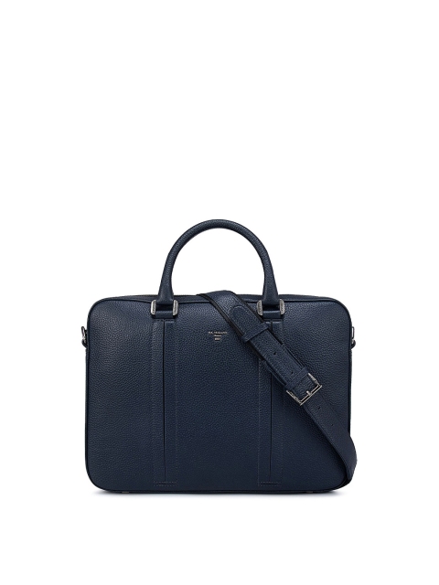 

Da Milano Men Blue Textured Leather Laptop Bag