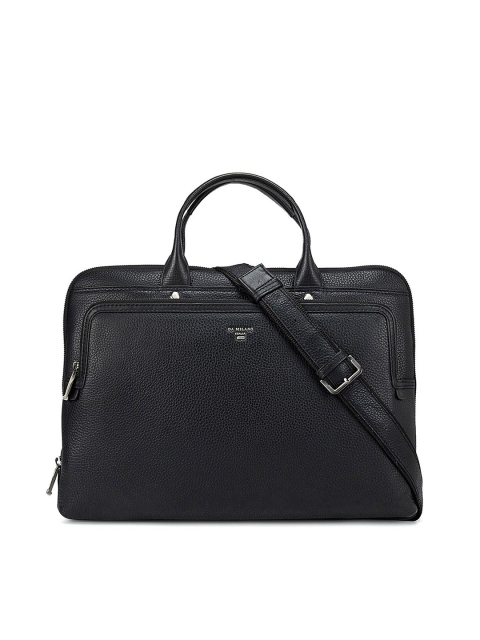 

Da Milano Men Black Textured Leather Laptop Sleeve