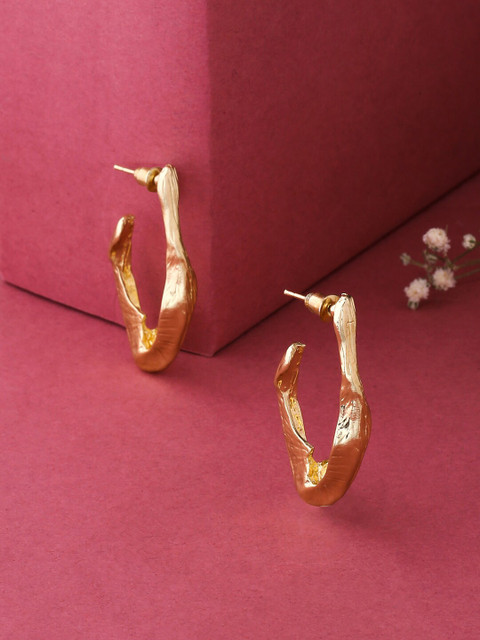 

kashwini Gold-Toned Contemporary Half Hoop Earrings
