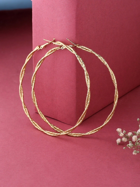 

kashwini Gold-Toned Rose Gold-Plated Contemporary Hoop Earrings