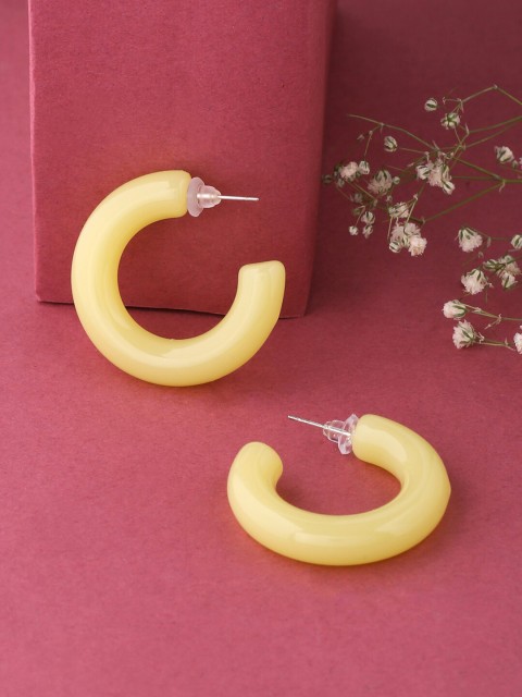 

kashwini Yellow Contemporary Half Hoop Earrings