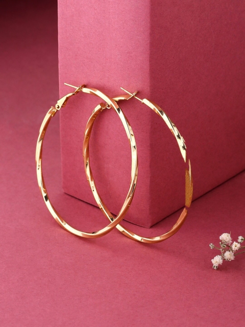 

kashwini Rose Gold-Toned Contemporary Hoop Earrings