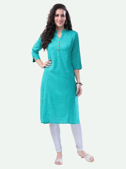 

NIGHTSPREE Women Green Flared Sleeves Cotton Rayon Maternity Kurta