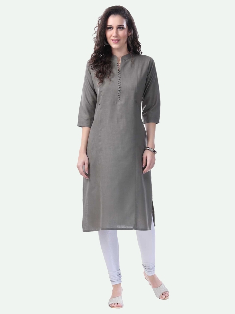 

NIGHTSPREE Women Grey Pure Cotton Maternity Kurta