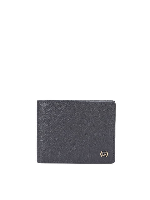 

Da Milano Men Black Textured Leather Two Fold Wallet