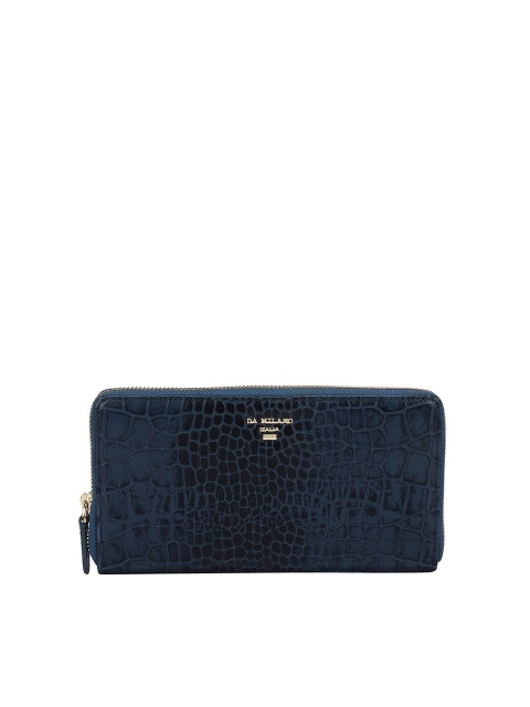 

Da Milano Women Blue Textured Leather Zip Around Wallet