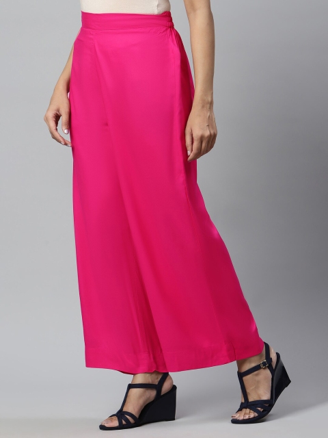 

AURELIA Women Pink Solid Wide Leg Palazzo