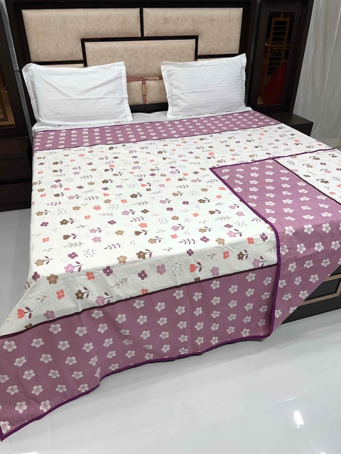 

Pure Decor White & Purple Floral Printed 250TC Pure Cotton King Size Duvet Cover