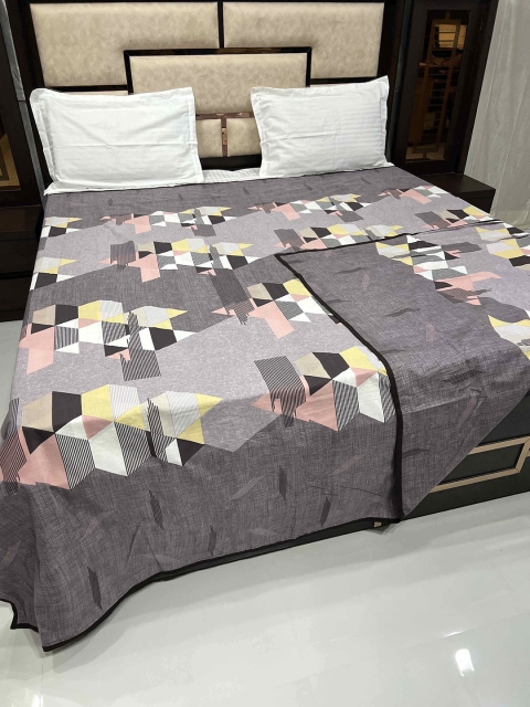 

Pure Decor Grey Printed Pure Cotton 250 TC Duvet Cover