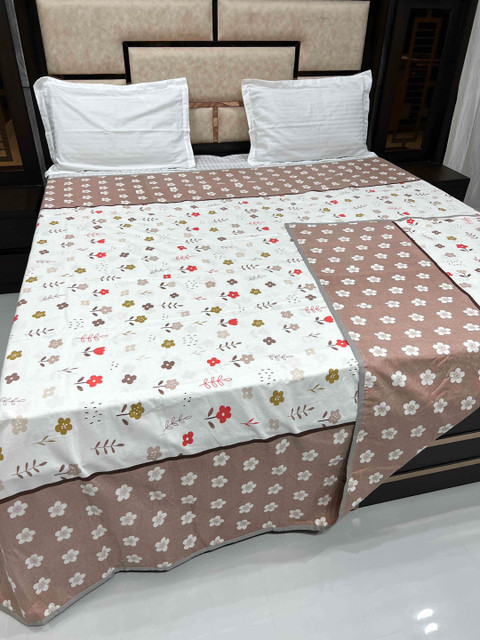 

Pure Decor Adults Brown Printed Pure Cotton 250 TC King Duvet Cover with Zipper Batik 2239